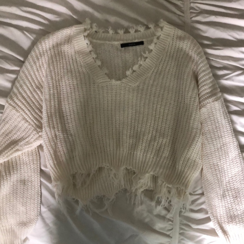 cropped white sweater